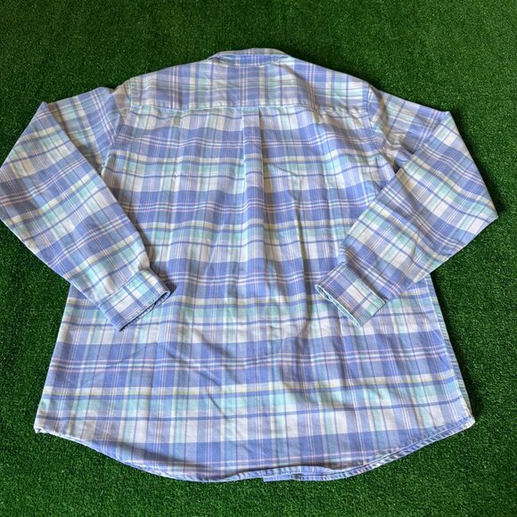 Cabin Creek Boys Button Down Oxford Shirt Pastel Plaid Wrinkle Free Size 12T - Picture 7 of 10